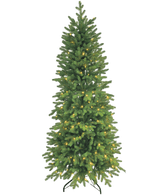 Der künstliche Weihnachtsbaum Slim „Undset“ PE/PVC – Smart LED verfügt über dichte Äste, warmweiße Lichter und einen stabilen schwarzen Metallständer – ideal für Weihnachtsdekorationen in Ihrem festlichen Zuhause.