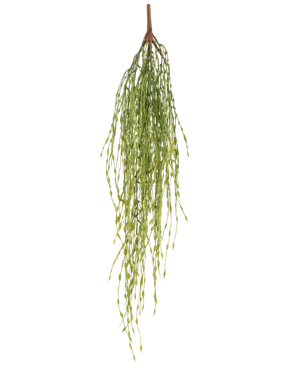 Een Kunst hangplant Gras 76 cm, een levensechte groene hangplant, voegt natuurlijke charme toe aan elke ruimte.