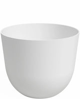 De Plantenbak Havanna Ø20cm x H17cm is een effen, witte, ronde bloempot met gladde, licht taps toelopende zijkanten en een brede opening, afgebeeld tegen een witte achtergrond.