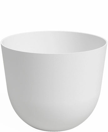 De Plantenbak Havanna Ø40cm x H33cm is een effen, witte, ronde bloempot met gladde oppervlakken en zonder zichtbare patronen, getoond vanuit een lichte hoek tegen een witte achtergrond.