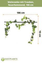 Weintraubengirlande feuerhemmend 186 cm