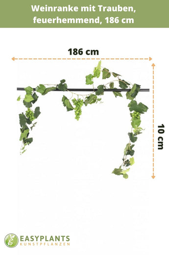 Weintraubengirlande feuerhemmend 186 cm