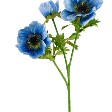 Künstliche Blume Anemone doppelt 56 cm blau