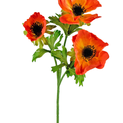 Künstliche Blume Anemone verzweigt 56 cm orange