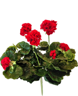 Een levendige tros Kunst Geranium van 40 cm met ronde groene bladeren op meerdere stelen, tegen een effen witte achtergrond.