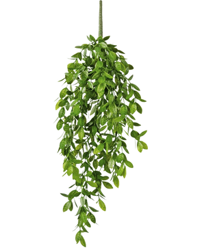 De Kunst hangplant Gardenia 61 cm is een kunst hangplant met weelderige, groene bladeren en een enkele zichtbare stengel, tegen een effen witte achtergrond.
